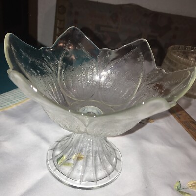 Alte Schale mit Fuß Gebäckschale Süßigkeiten Schale Schüssel Eis Obst, Glas