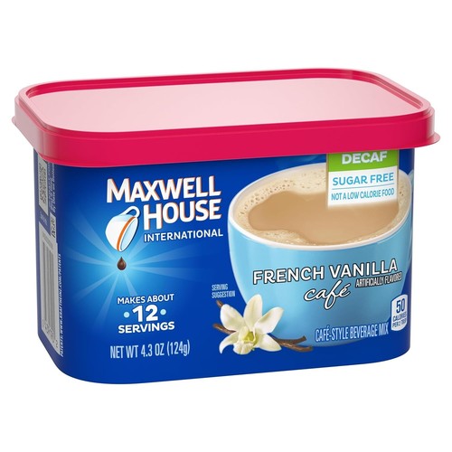Maxwell House International Senza Zucchero Vaniglia Francese Stile Caffè Decaffeinato Istantaneo C - Foto 5 di 5
