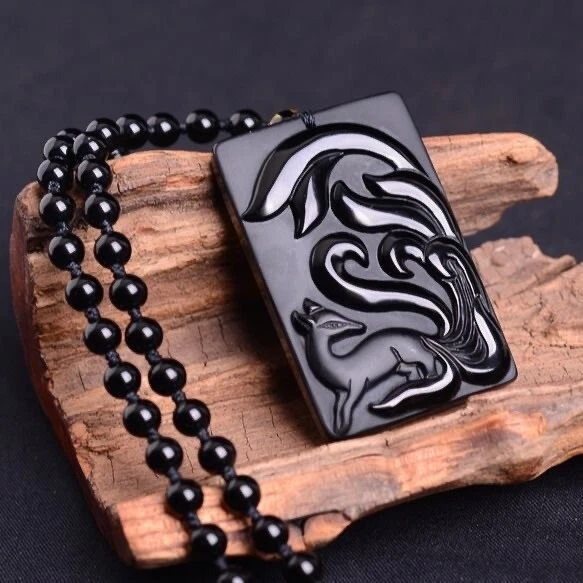 Obsidian fox deals pendant