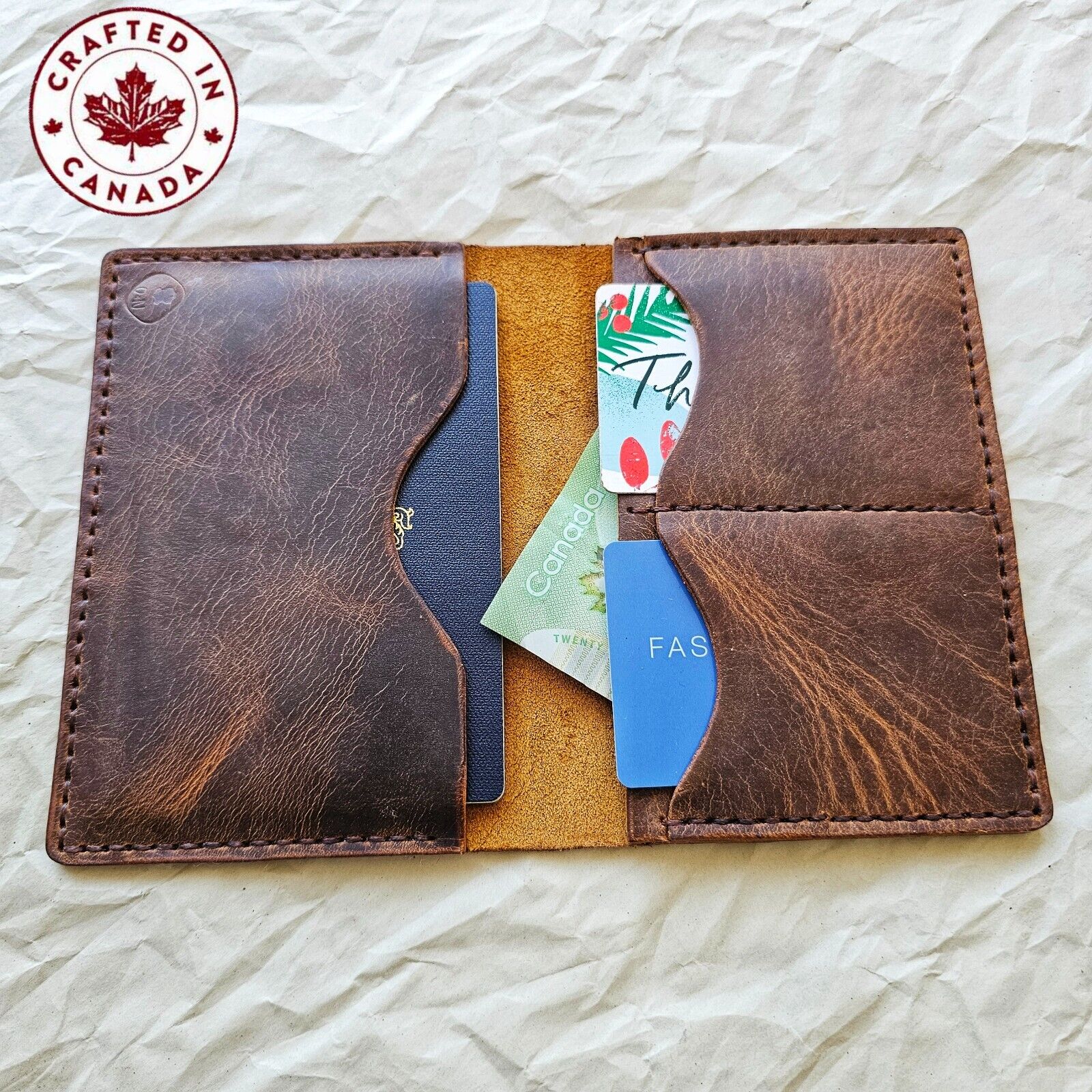 Handmade Leather Passport Holder and Travel Wallet