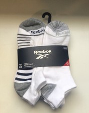 Reebok Socks Package 6 Pairs Mens White Athletic Low Cut Socks Size 6-12.5 New