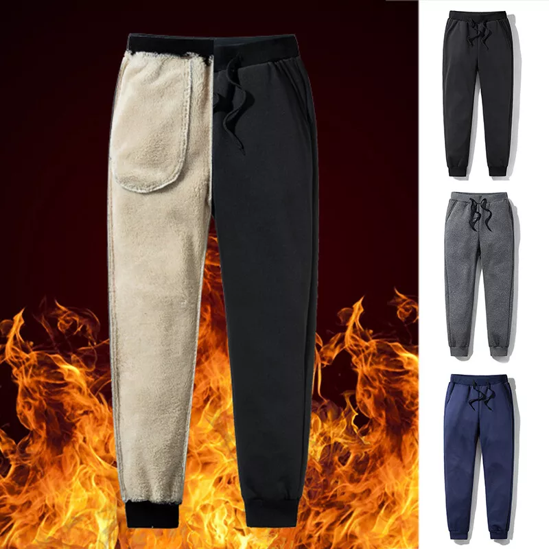 Pantalon doux athlétique doublé polaire pour homme, jogging épais