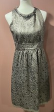eliza j jacquard metallic gold brown sleeveless dress size 8