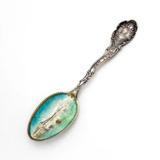 New York State Souvenir Spoon Enamel Bowl Shepard Sterling Silver