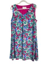 Pappagallo Sleeveless Pink Tropical Floral Dress Women Plus size 1X A-Line Boho