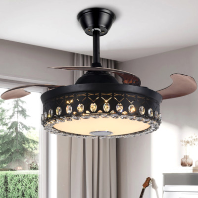 42''Bluetooth 7-Color Chandelier Crystal Modern Ceiling Fan Light w/Music Player