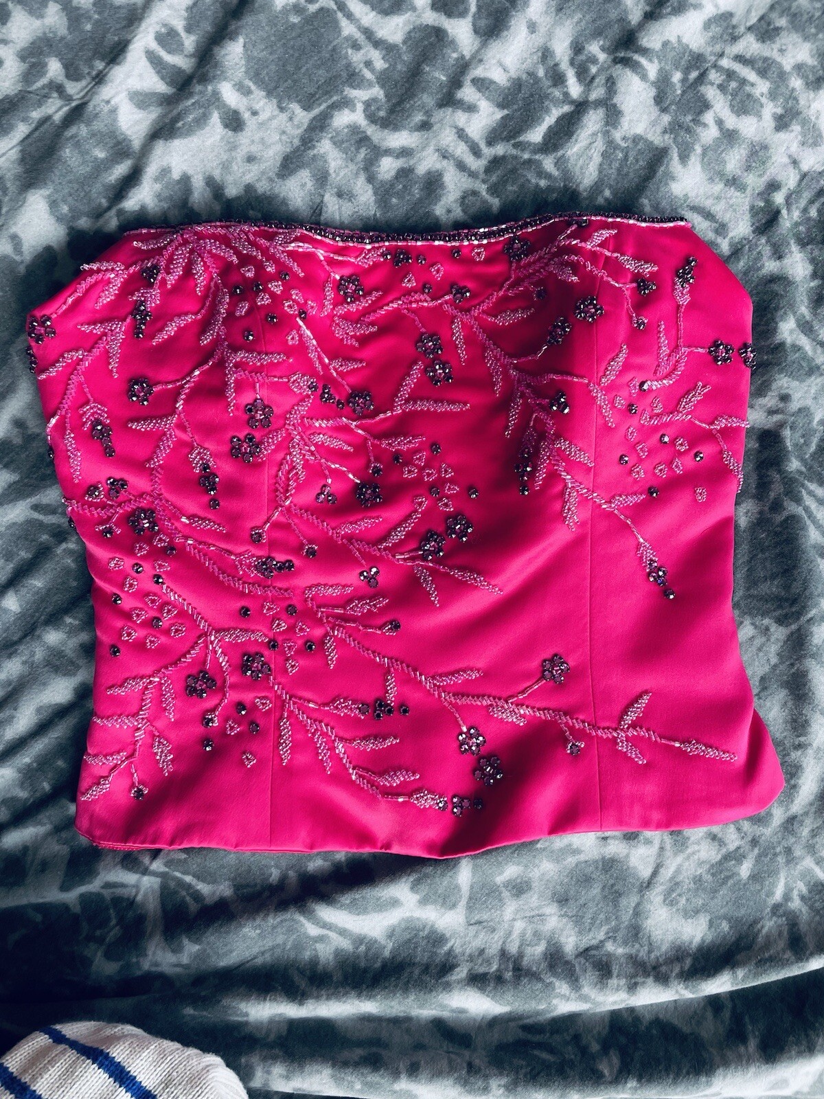 Jovani Corset Top 8 Hot Pink Beaded Sequin Y2K Sabrina Carpenter Festival Barbie-image