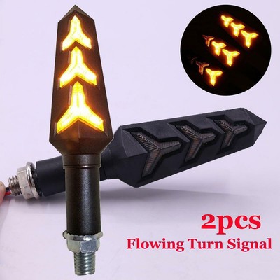 Sequential Direction Lamp 2Pc Motorcycle LED Turn Signal Lamp Sequential Amber Flowing LED ...