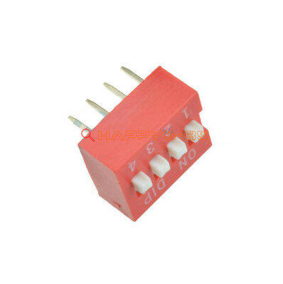 10Pcs Slide Typ Schalter Modul 2.54mm 4-Bit 4 Position Weg Dip Rot Pitch