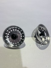 Pair Chrome Sink Basket Strainers, W/Prong and Rubber Stopper, Universal Fit
