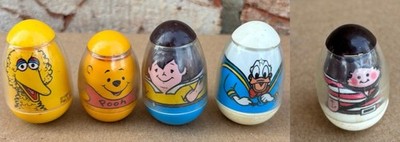 1970s Hasbro Weeble Wobble Set Pooh Yellow Bird Dad Camper Sailor Boy Donald