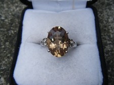 Bolivian Natural Champagne Quartz and White Topaz Silver Ring