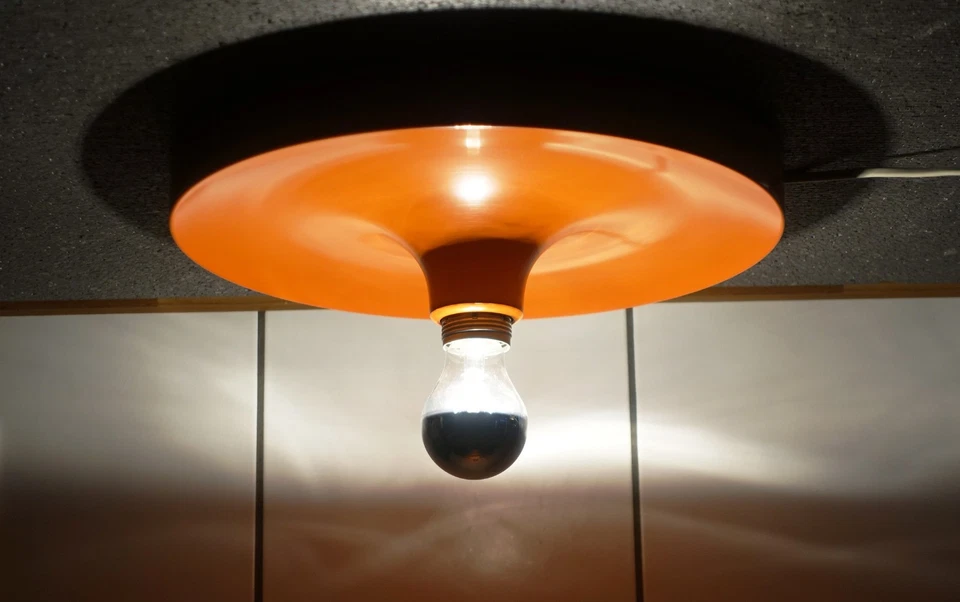 MCM Orange Space Age Ufo Deckenleuchte Lampe Teka Design C. Perriand 60s 70s ! - Bild 2 von 4