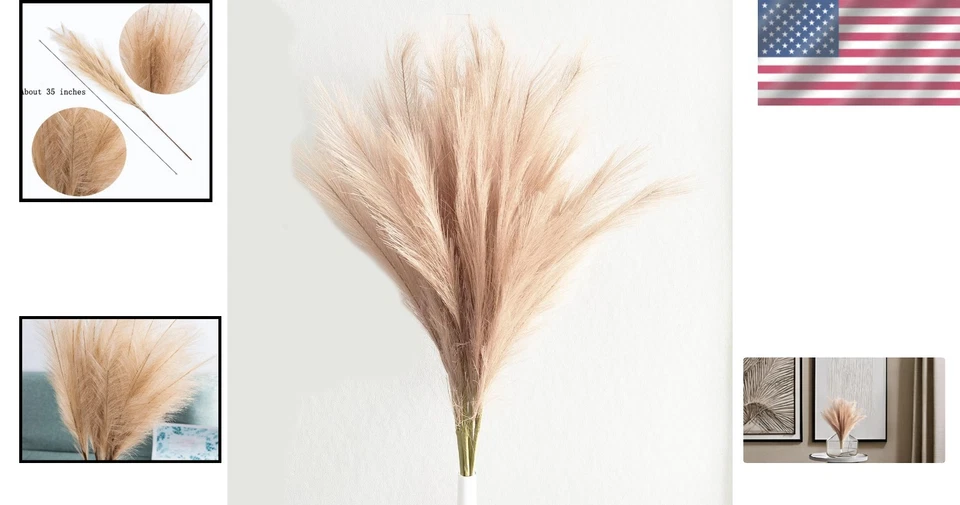 Versátil 6 piezas 35" imitación hierba pampeana - decoración ligera para hogar y bodas Foto 2 de 4