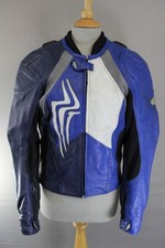 HEIN GERICKE PRO SPORTS BLAU, WEISS & SCHWARZ LEDER BIKER JACKE + CE ARMOUR 34IN
