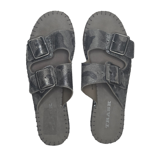 Trask Metallic Silver Camo Slide Sandal Womens 7 M Suede Footbed Comfort Shoe - Picture 7 of 14