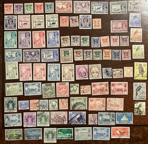 Burma Stamps 1945-1968 George VI Military Administration Service Overprint Birds