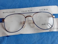 Montatura per occhiali da vista in metallo con finiture color oro e blu Vintage