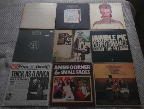 VINYL LP RECORD LOT OF NINE PINK FLOYD RUSH BOWIE LED ZEPPELIN TULL 1970s etc
