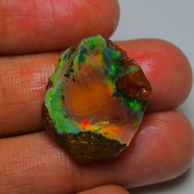 Ethiopian Oil Opal Specimen  18.30  cts Natural Rough Gemstone - Fire Opal Roug
