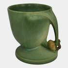 Roseville Pine Cone Green 1935 Vintage Art Pottery Cornucopia Vase 124-5