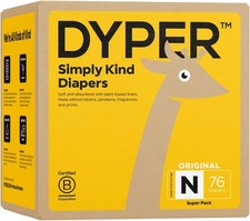 76-Pack DYPER Ultra Premium Bamboo Viscose Diapers Size N Newborn - Plant Based