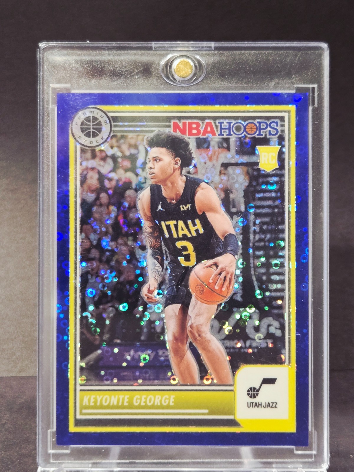 2023-24 Hoops Premium Stock - Keyonte George RC #98 Blue Disco /99