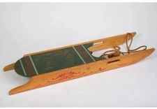 Vintage Paris Manufacturing Children’s Sled-Snow King Rust Wood, Metal Runners