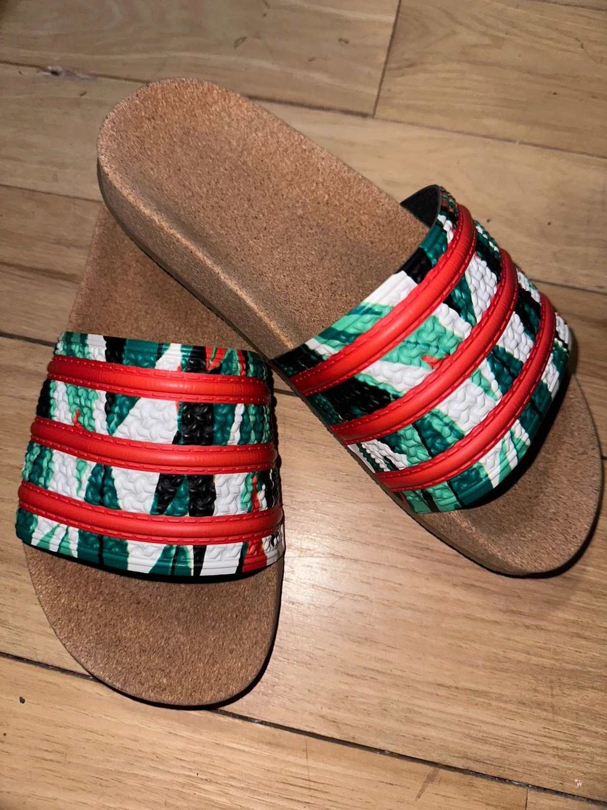 Adidas Donna Originals Adilette Scivoli in Sughero Nero Bianco Taglia 5 (B2 07)