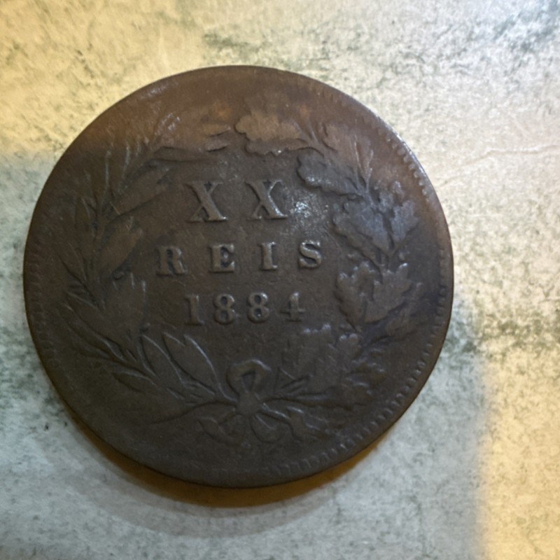 Portugal 20 Reis Coin 1884 Circulated Uncertified