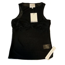 Reformation Rose Knit Top Womens Size XS Black Sleeveless See Through Tank