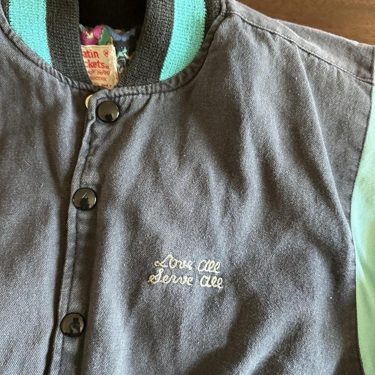 Vintage Hard Rock Cafe Bomber Jacket Black Teal Cities Women’s M London New York image 3