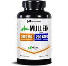 Healthfare Mullein Leaf Capsules | 3000mg | 200 Count | Support Lung Cleanse