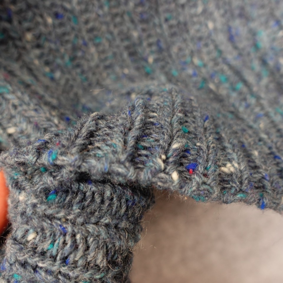 Vintage Cowl Neck Crop Sweater Womens M Blue Wool Chunky Rib Speckled ...