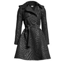 LANVIN for H&M Womens Trench Coat Size 10 6US Black Zebra Wool Blend Lightweight