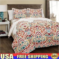 Boho Quilt Set Reversible Bedding Comfort Soft Microfiber 3 Piece Pillow Sham US