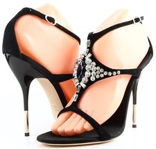 1195 GIUSEPPE ZANOTTI Design CRYSTAL Suede Jeweled EVENING Sandals 8 EUR 38