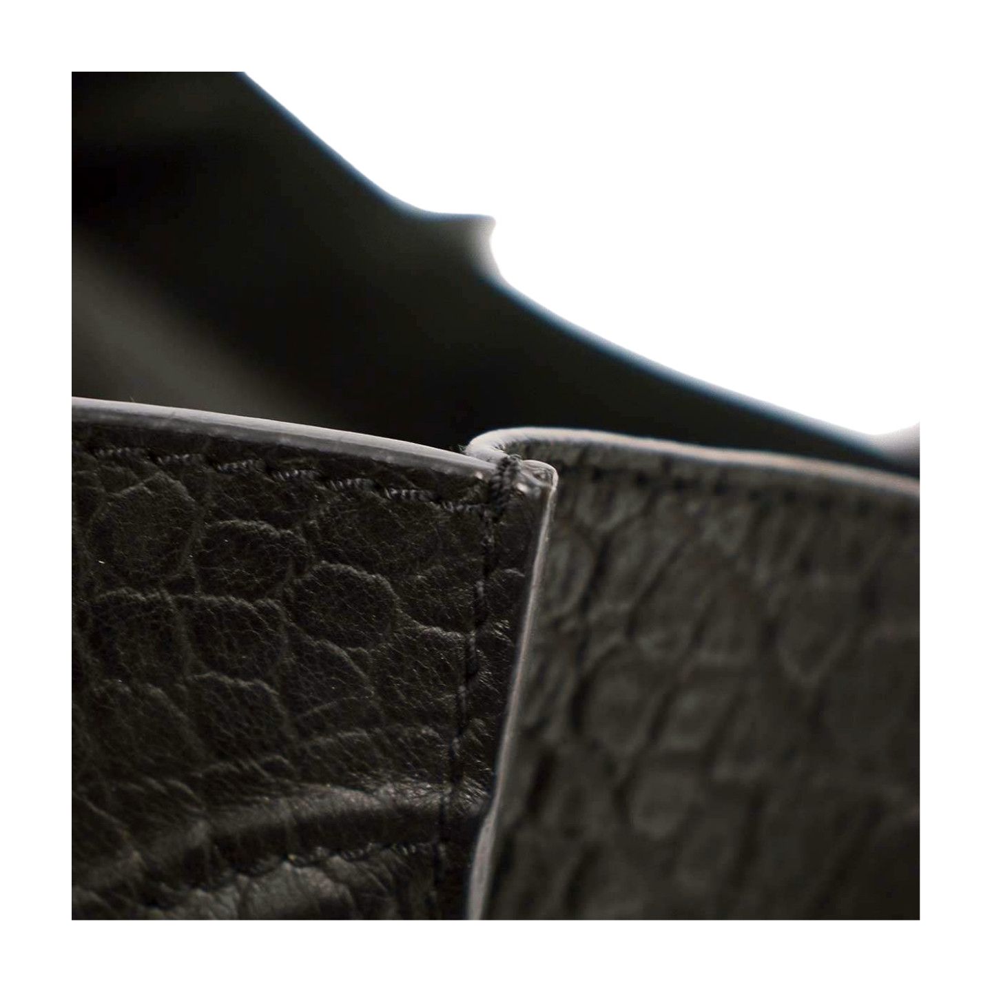 Croc CELINE Luggage Phantom Black Leather Tote Bag Handbag Medium Auth Japan image 6