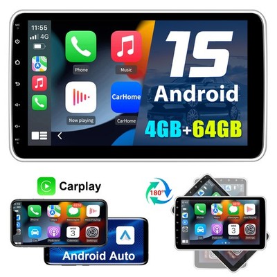 4+64G 1 DIN 10.1 Zoll Android 15 Autoradio mit Apple Carplay GPS NAVI WIFI BT