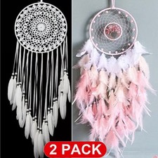 2Set Dream Catcher Feathers Hanging Dreamcatcher Wall Decor Handmade Round Decor