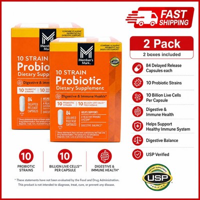 2 Pack - Members Mark 10 Strain Probiotic (84 Count each) - Best by SEP/OCT-2026