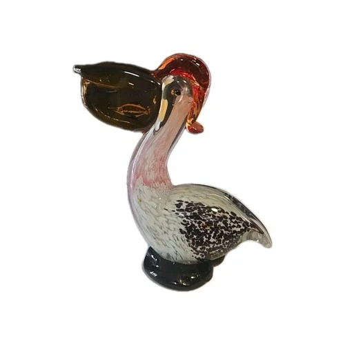 Murano Hand Blown Glass Art Pelican Figurine Sculpture