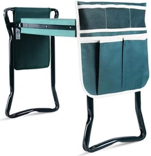 Foldable 2-in-1 Garden Kneeler Seat 2/ Tool Pouches to Reduce Back & Knee Strain
