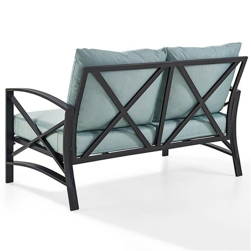 Crosley Furniture Kaplan Metal Patio Loveseat in Oil Bronze and Mist ...