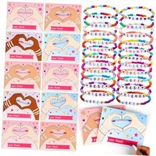 24 Pack Valentines Day Gifts Friendship Bracelet Valentines with Greeting