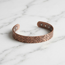 Artisan Pure Solid Copper Magnetic Bracelet Arthritis Therapy Cuff Geometric III