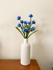 Handmade pipe cleaner flowers; blue blossoms; decoration; vase not included