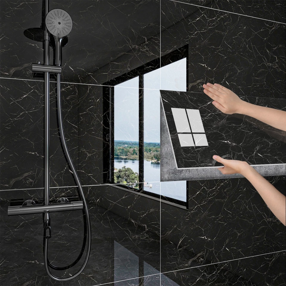 20/40pcs Black Marble Peel and Stick Waterproof Wall Panels (23.6"x11.8") - Image 4 of 4