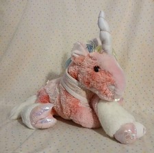 Vintage 2000 Animal Alley Hot Pink Unicorn Stuffed Plush 13" FLAKING Shimmer