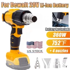 360W Cordless Heat Gun for Dewalt 20V Lithium Battery Hot Air Gun w/4 Nozzles US